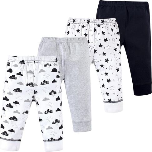Hudson Baby Basics Unisex Baby Comfy Cotton Pants 4-Pack in Kuwait