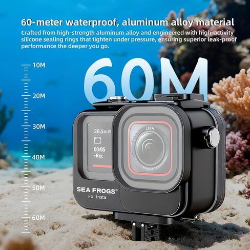 Sea frogs Camera Housing Compatible with Insta360 Ace Pro/Ace Pro 2 | Waterproof IPX8 Rated Depth 60m/ 197ft Dive Case for Snorkeling Scuba Surf in Kuwait