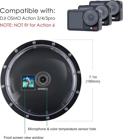Underwater Dome Port Waterproof Case for DJI Osmo Action 5 Pro 4 3 | HD Dome Lens Cover with Floating Hand Grip for 147ft Scuba Diving Snorkeling and Split Photography in Kuwait