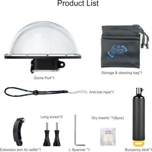Underwater Dome Port Waterproof Case for DJI Osmo Action 5 Pro 4 3 | HD Dome Lens Cover with Floating Hand Grip for 147ft Scuba Diving Snorkeling and Split Photography in Kuwait