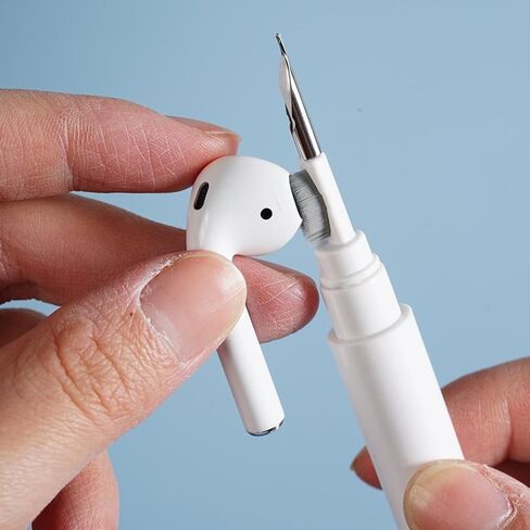 3-in-1 Multi-Functional Cleaning Pen Kit for Airpods, Earbuds, Keyboard, Camera Lens, Phone Port - Portable Earphone Cleaner Brush Tool for Bluetooth Headphones Charging Case (White) in Kuwait