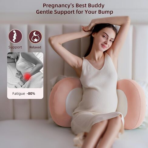 WYXunPlanet Pregnancy Wedge Pillow for Sleeping, Adjustable Maternity Side Sleeping Pillow for Pregnant Women, Ergonomic Back and Belly Support, Cooling&Skin-Friendly, Removable Washable Cover, Pink in Kuwait