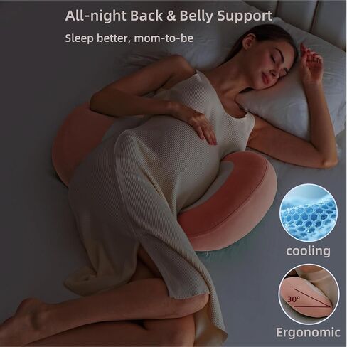 WYXunPlanet Pregnancy Wedge Pillow for Sleeping, Adjustable Maternity Side Sleeping Pillow for Pregnant Women, Ergonomic Back and Belly Support, Cooling&Skin-Friendly, Removable Washable Cover, Pink in Kuwait
