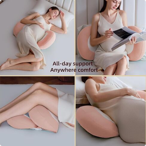 WYXunPlanet Pregnancy Wedge Pillow for Sleeping, Adjustable Maternity Side Sleeping Pillow for Pregnant Women, Ergonomic Back and Belly Support, Cooling&Skin-Friendly, Removable Washable Cover, Pink in Kuwait
