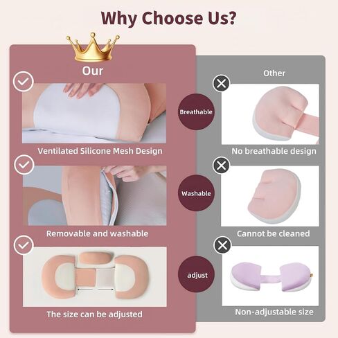 WYXunPlanet Pregnancy Wedge Pillow for Sleeping, Adjustable Maternity Side Sleeping Pillow for Pregnant Women, Ergonomic Back and Belly Support, Cooling&Skin-Friendly, Removable Washable Cover, Pink in Kuwait