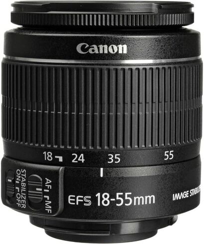 Canon EF-S 18-55mm is II Lens for Canon DSLR APS-C Cameras Compact Everyday Zoom with Image Stabilization (2042B002) + Photo Software + Lens Filter Kit + Cleaning Kit + Cap Keeper (7pc Bundle) in Kuwait
