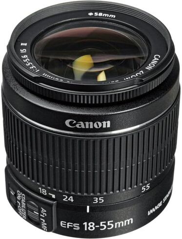 Canon EF-S 18-55mm is II Lens for Canon DSLR APS-C Cameras Compact Everyday Zoom with Image Stabilization (2042B002) + Photo Software + Lens Filter Kit + Cleaning Kit + Cap Keeper (7pc Bundle) in Kuwait
