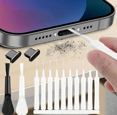13 PCS Phone Charging Port Cleaner Kit, USB Port & Speaker Dust Removal Tools, Anti-Clog Cleaning Brushes with Dust Plugs for iPhone, Android, Laptop, Earphones, Electronics in Kuwait