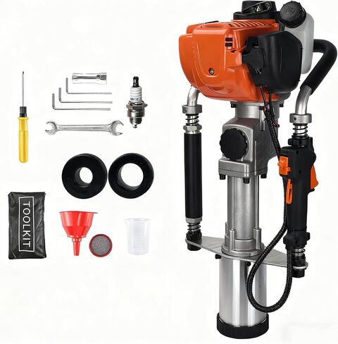 1200W 4-Stroke 37.7cc Gas T Post Driver with 3 Sleeves | 37.7cc 4-Stroke, 1200W/8500RPM, 35J Impact, 3 Sleeves (45mm, 55mm, 88mm), for Farm, Ranch, Construction in Kuwait