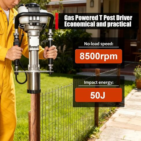 1200W 4-Stroke 37.7cc Gas T Post Driver with 3 Sleeves | 37.7cc 4-Stroke, 1200W/8500RPM, 35J Impact, 3 Sleeves (45mm, 55mm, 88mm), for Farm, Ranch, Construction in Kuwait