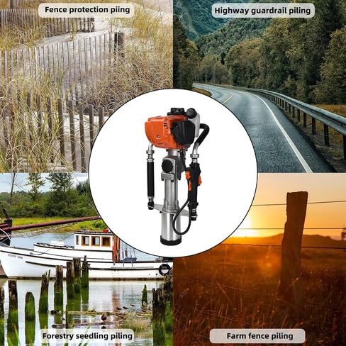 1200W 4-Stroke 37.7cc Gas T Post Driver with 3 Sleeves | 37.7cc 4-Stroke, 1200W/8500RPM, 35J Impact, 3 Sleeves (45mm, 55mm, 88mm), for Farm, Ranch, Construction in Kuwait