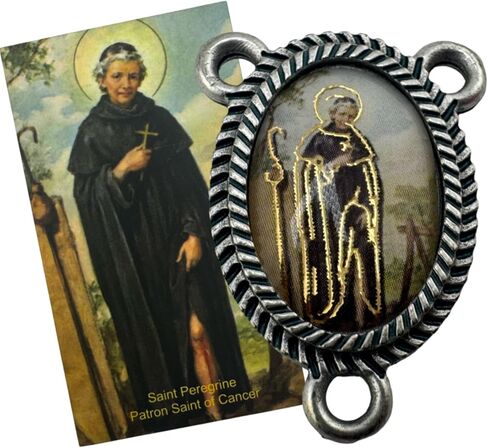 Westmon Works St Peregrine Rosary Centerpiece Set Italian Metal Center Medal with Saint Prayer Holy Card in Kuwait