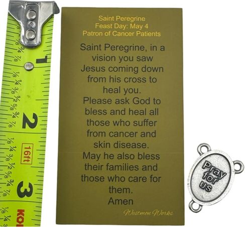 Westmon Works St Peregrine Rosary Centerpiece Set Italian Metal Center Medal with Saint Prayer Holy Card in Kuwait
