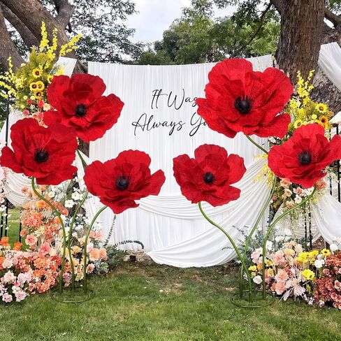 Giegxin 6 Pcs Giant Butterfly Flower Decorations Huge Artificial Tulle Butterflies Flowers with Stand Backdrop Decorations for Wedding Birthday Bridal Shower Home Garden Decor Storefront Displays in Kuwait