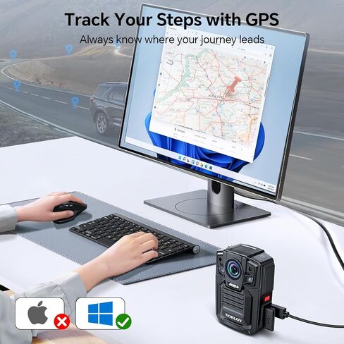 BOBLOV D7 2K Body Camera,128GB GPS 2 * 1950mAh Batteries with Charging Dock W4 4K Mini Body Camwith 360°Rotatable Clip & Magnetic Clip, 96 Minutes for Recording in Kuwait