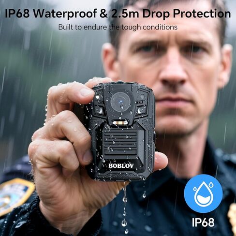 BOBLOV D7 2K Body Camera,128GB GPS 2 * 1950mAh Batteries with Charging Dock W4 4K Mini Body Camwith 360°Rotatable Clip & Magnetic Clip, 96 Minutes for Recording in Kuwait