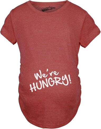Maternity We're Hungry Funny Pregnancy Announcement T Shirt | Funny Graphic Pregnancy Tee, Graphic Maternity Wear, Cool Food Short Sleeve, Ruched, stretchy, soft, Maternity Shirts in Kuwait
