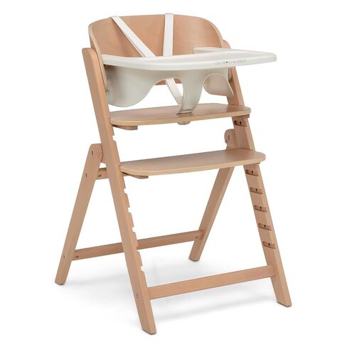 Delta Children Crave 4-in-1 Convertible High Chair – Folds Flat, FSC Certified Beech Wood Frame, Grows from Baby to Adult, Magnetic Buckle & Dishwasher-Safe Tray – Natural in Kuwait