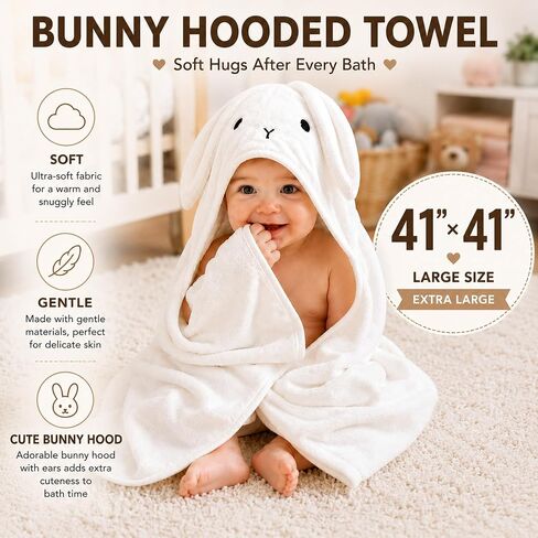 Baby Gift Basket – Gender Neutral Newborn Gift Set with Organic Cotton Swaddle, Plush Toy, Hooded Towel & Teether – New Baby Gift Basket for Baby Shower to Welcome Newborn in Kuwait