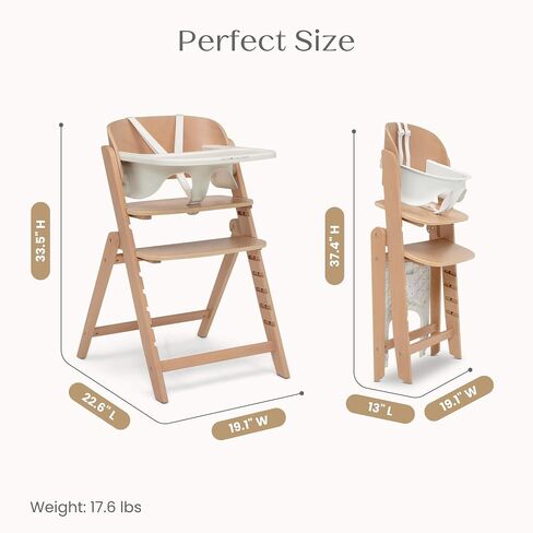 Delta Children Crave 4-in-1 Convertible High Chair – Folds Flat, FSC Certified Beech Wood Frame, Grows from Baby to Adult, Magnetic Buckle & Dishwasher-Safe Tray – Natural in Kuwait