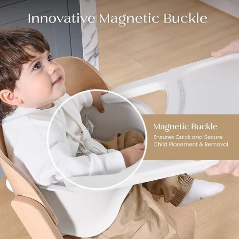 Delta Children Crave 4-in-1 Convertible High Chair – Folds Flat, FSC Certified Beech Wood Frame, Grows from Baby to Adult, Magnetic Buckle & Dishwasher-Safe Tray – Natural in Kuwait