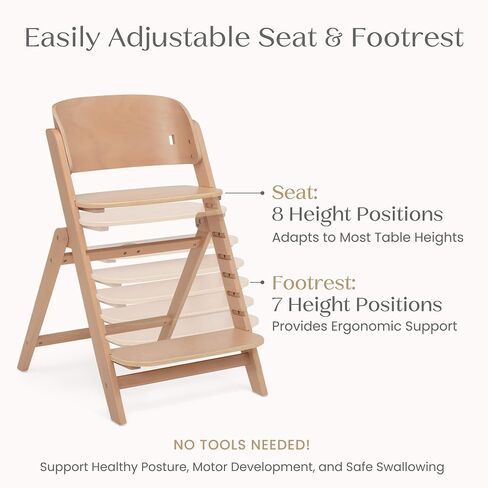 Delta Children Crave 4-in-1 Convertible High Chair – Folds Flat, FSC Certified Beech Wood Frame, Grows from Baby to Adult, Magnetic Buckle & Dishwasher-Safe Tray – Natural in Kuwait