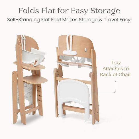 Delta Children Crave 4-in-1 Convertible High Chair – Folds Flat, FSC Certified Beech Wood Frame, Grows from Baby to Adult, Magnetic Buckle & Dishwasher-Safe Tray – Natural in Kuwait