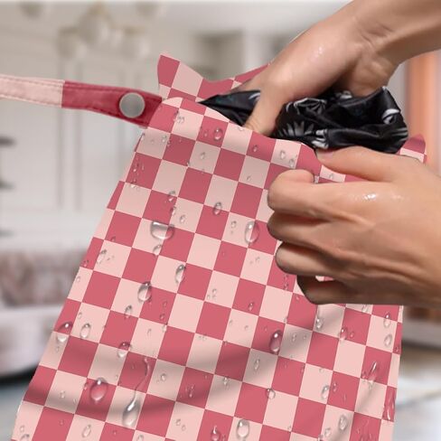 4 Pack Cute Wet Bag Waterproof Washable Reusable Wet Dry Bag for Swimsuit Dirty Clothes Cloth Diaper Travel Pool Yoga Gym Party Camping Toiletries Travel Beach Essentials, Colorful Checkered in Kuwait