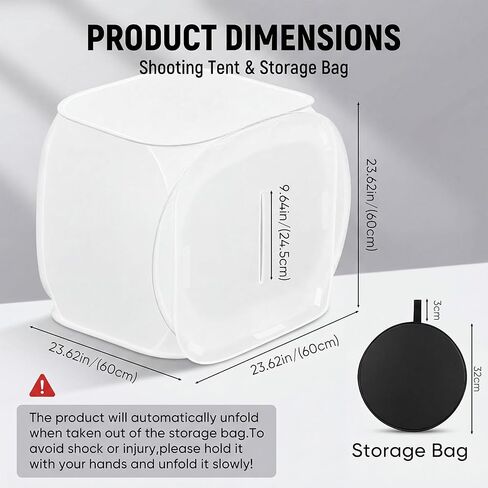 Sabary 24x24 Portable Photo Studio Shooting Tent, Foldable Light Cube Diffusion Soft Box Tent with 4 Colors Backdrops and 2 Pairs Cotton Gloves for Product Photography in Kuwait