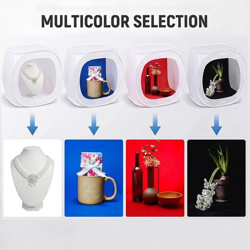 Sabary 24x24 Portable Photo Studio Shooting Tent, Foldable Light Cube Diffusion Soft Box Tent with 4 Colors Backdrops and 2 Pairs Cotton Gloves for Product Photography in Kuwait
