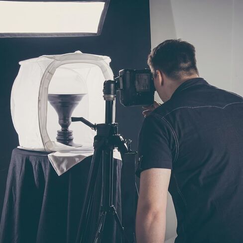 Sabary 24x24 Portable Photo Studio Shooting Tent, Foldable Light Cube Diffusion Soft Box Tent with 4 Colors Backdrops and 2 Pairs Cotton Gloves for Product Photography in Kuwait