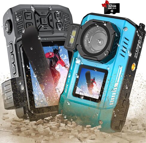 8K Underwater Camera Rugged WiFi 33FT Waterproof 70MP 32GB Card Dual-Screen | Suitable for Snorkeling, Diving, Selfie Dustproof Shockproof, Autofocus Point-and-Shoot, 2500mAh battery, Type-C, Blue in Saudi Arabia