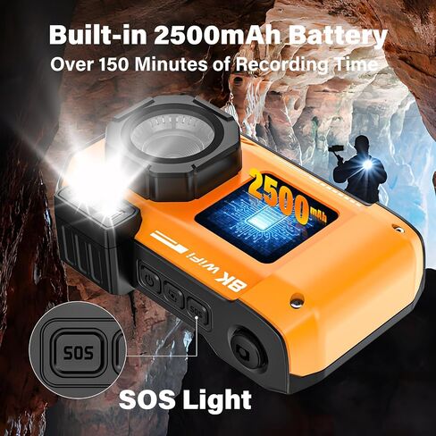 8K Underwater Camera Rugged WiFi 33FT Waterproof 70MP 32GB Card Dual-Screen | Suitable for Snorkeling, Diving, Selfie Dustproof Shockproof, Autofocus Point-and-Shoot, 2500mAh battery, Type-C, Blue in Saudi Arabia