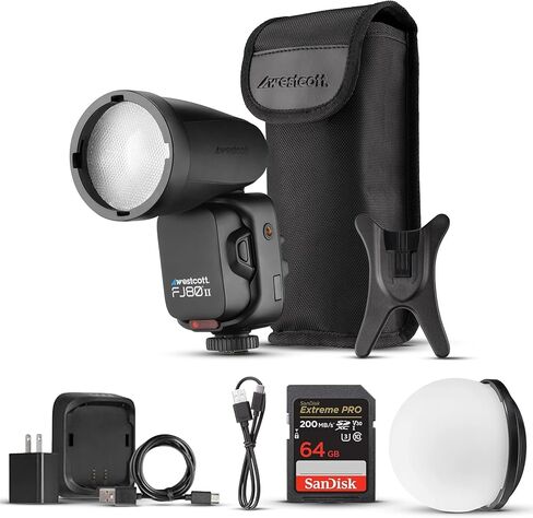 Westcott FJ80 II M Universal LED Touchscreen 80Ws Speedlight with Multi-Camera TTL Compatibility - FJ80 Magnetic Diffusion Dome Lighting Accessories & 64GB Extreme PRO UHS SDXC Memory Card, Bundle Kit in Kuwait