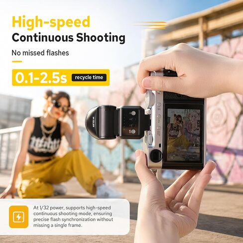 ZENIKO RF12 M Round Head Mini Camera Flash Speedlite, Universal Mini On-Camera Flash, 6 Levels 500 Full-Power Flashes, Built-in Battery, S1/S2 Optical Trigger, for Travel, Studio Photography in Kuwait