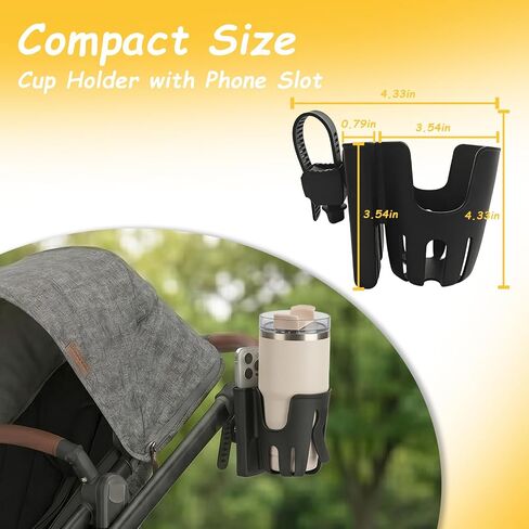 Cup Holder Compatible with UPPAbaby Vista V3 Cruz | 360 Degree Rotatable,Strap Cup Holder with Phone Slot Compatible with Accmor in Kuwait
