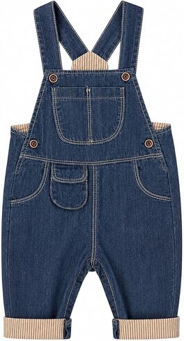 Peacolate 3Months-3T Toddler Baby Boy Denim Overalls Cute Embroidered Jean Jumpsuit in Kuwait