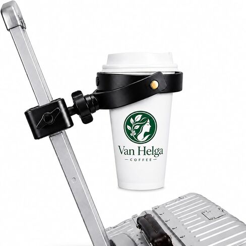 Luggage Travel Coffee Cup Holder Attachment for Suitcase Coffee Cup Gimbal for Stroller Traveler Carry on Hands Free Accessory- Gifts for Flight Attendants Travelers Accessories- Black in Kuwait