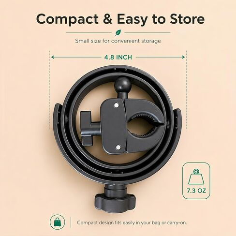 Luggage Travel Coffee Cup Holder Attachment for Suitcase Coffee Cup Gimbal for Stroller Traveler Carry on Hands Free Accessory- Gifts for Flight Attendants Travelers Accessories- Black in Kuwait