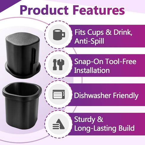 2 Pcs Cup Holder Compatible with Graco Extend2Fit 3-in-1 Car Seats | Dishwasher Safe Single Cup Holder, Car Seat Replacement Parts, Fits Left or Right Side, Black in Saudi Arabia