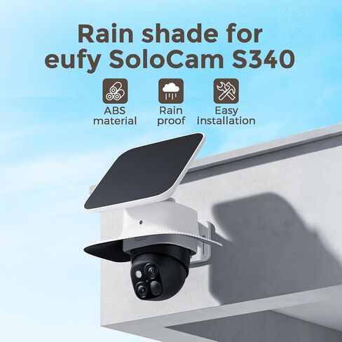 Eufy Rain Cover Sun & Rain Shield Cover Compatible with Eufy SoloCam S340, Anti-UV Heavy Duty ABS Weatherproof Protector Case for Solar Wireless Security Camera (Cover Only, No Camera) (White) in Kuwait