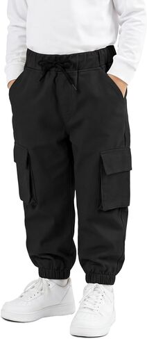 Cooraby Toddler Boys Cotton Pants Pull On Cargo Joggers Pants with Pockets for Little Boys 2-5T in Kuwait