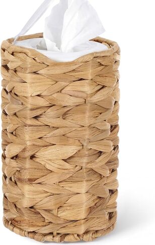 Lounsweer Wipes Dispenser,Natural,Water Hyacinth,Cylinder | Farmhouse Woven Wet Wipe Container, Decorative Natural Countertop Storage Holder, Kitchen Bathroom Decor in Kuwait