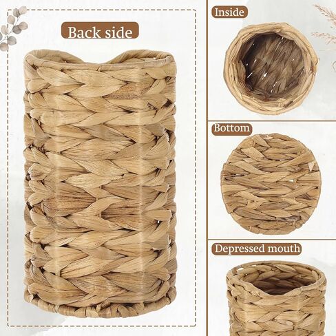 Lounsweer Wipes Dispenser,Natural,Water Hyacinth,Cylinder | Farmhouse Woven Wet Wipe Container, Decorative Natural Countertop Storage Holder, Kitchen Bathroom Decor in Kuwait
