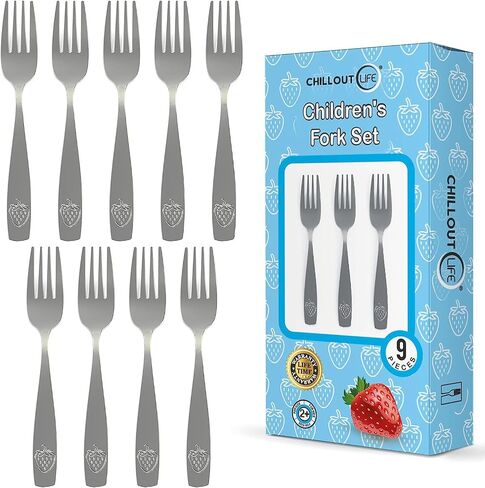 9 Piece Stainless Steel Kids Spoons - Child and Toddler Safe Flatware - Kids Utensil Set - Metal Kid Cutlery Set, Dinner Spoon Set for Dessert - Includes a Total of 9 Small Spoons in Kuwait