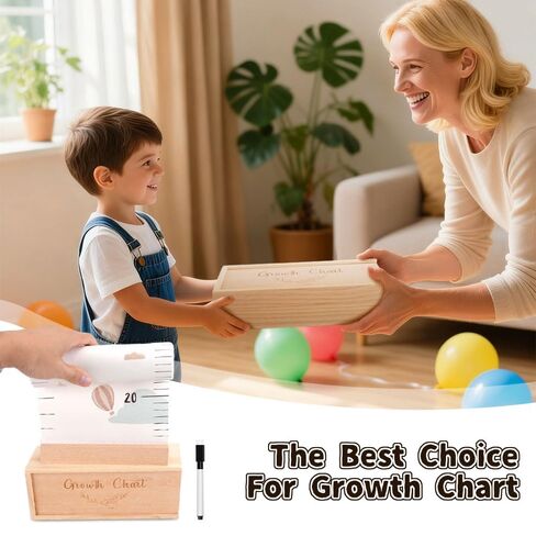 CEYAZYE Growth Chart for Wall, 7 Ft Height Chart Measurement for Kids | Waterproof Canvas Tracker Ruler with Wooden Keepsake Box, Hook, Marker Pen, Neutral Nursery Room Decor Gift for Baby to Teen in Kuwait