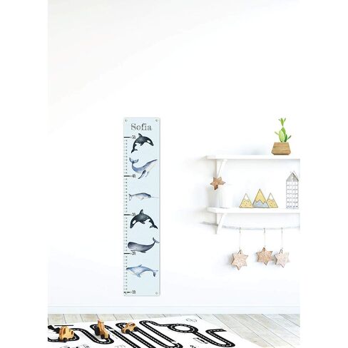 Personalized Canvas Growth Chart for Kids, Height Chart for Kids, Growth Chart Banner with Name (Whale 3) in Kuwait