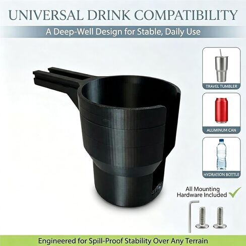 Wheelchair Cup Holder Attachment Compatible for Permobil Uni-Track System, Power Chair Water Bottle Holder Fits 40oz Tumblers & Travel Mugs, Secure T-Slot Mount Armrest Accessory in Kuwait