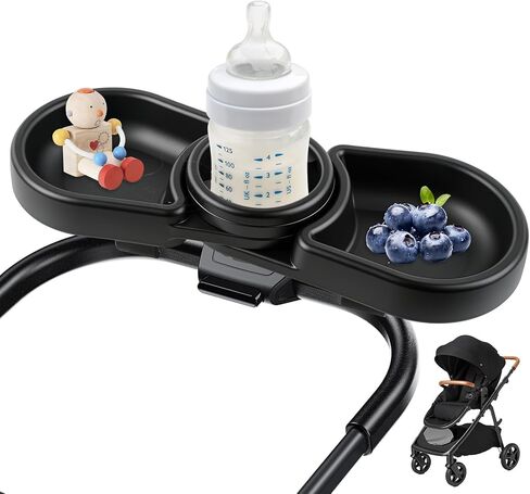 Snack Tray Compatible with Joie Stroller,BPA-Free 3in1 Stroller Snack Tray | with Deep Cup Holder, Universal Fit for Snacking On The Go, Easy Install Stroller Travel Accessories in Kuwait