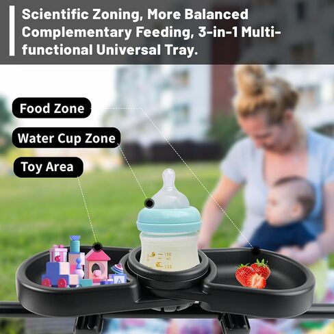 Snack Tray Compatible with Joie Stroller,BPA-Free 3in1 Stroller Snack Tray | with Deep Cup Holder, Universal Fit for Snacking On The Go, Easy Install Stroller Travel Accessories in Kuwait